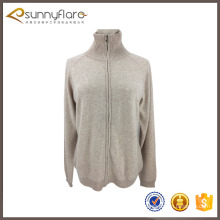 Wholesale cashmere wool zipper collar decoration knit sweater